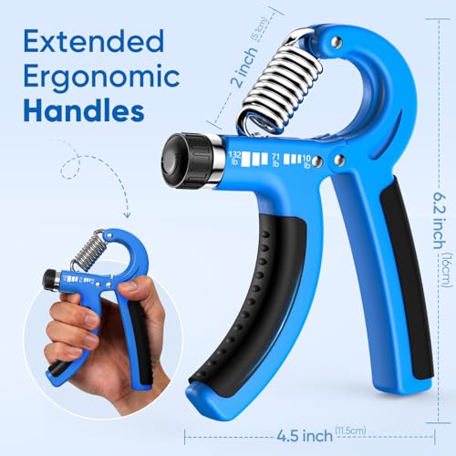 FitBeast Grip Strength Trainer 2 Pack – Adjustable Hand Grip Strengthener for Strength Training & Rehabilitation, 10-132 lbs Resistance Forearm Strengthener, Ideal for Athletes, Rehab, Office - color: Light Blue