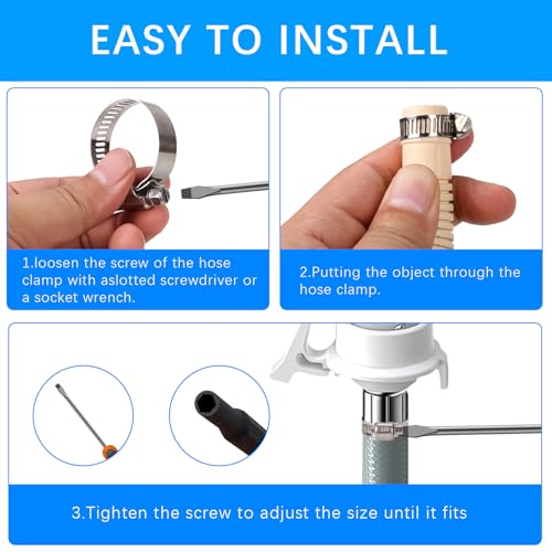 YUCDXVF 24PCS Adjustable Stainless Steel Hose Clamps, 1/4“-2” (6-51mm) Stainless Steel Hose Clamp Assortment Kit Our Hose Clamps Are Used For Home, Garden and Automotive Hose Connections