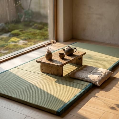 MustMat Tatami Mat Twin Foldable Floor Bed 35.4"x78.7"x1.2" | Tatami Futon Mattress, Japanese Floor Mattress, Rush Grass - size: 1 piece