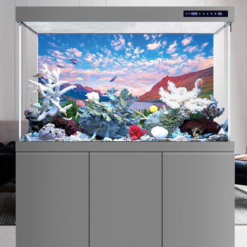 AWERT 72x18 inches Nature Landscape Aquarium Background Lake Forest Sunset Natural Scenery Cloud Sky Mountain Autumn Scenery Fish Tank Background