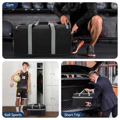 65L Gym Bag for Men, Wet Pocket, Shoe Compartment, 24 inch, Black