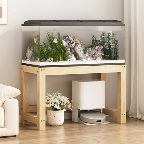 FORRTY Solid Wood Aquarium Stand – Heavy Duty Wooden Fish Tank Stand | Reptile Cage Stand | Indoor Plant Stand | Printer Table | Multi-Purpose Storage Rack | Brown/Natural | 12"-59"(30-150cm) Width(Wo