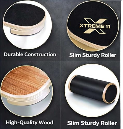 Wooden Balance Board Trainer for Adults – Core Strength & Stability Trainer for Surf, Skateboard & Snowboard Training – Non-Slip Balance Board for Home Gym Fitness