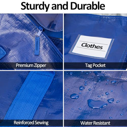 2-Pack Moving Bags, 23 Gallon Heavy Duty Waterproof Storage Totes with Reinforced Handles for Dorm & Home