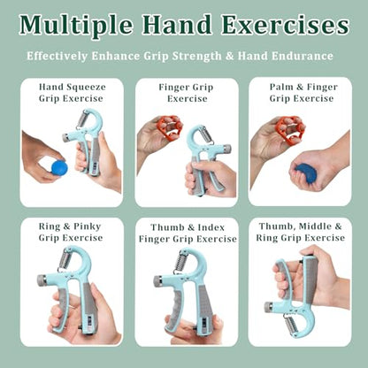 CYFIE Grip Strength Trainer Kit Adjustable 10-132Lbs Hand Exerciser Counter - color: Green