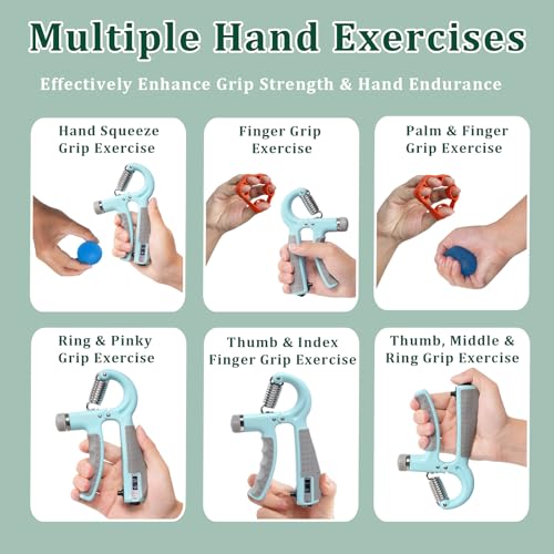 CYFIE Grip Strength Trainer Kit Adjustable 10-132Lbs Hand Exerciser Counter - color: Green