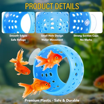 Ejoyous Aquarium Fish Hideout, Plastic Fishtank Tunnel Cave with Powerful Suction Cups, Easy Cleaning Fishtank Tunnel Ornament for Small Fish Shrimp Guppies Freshwater Saltwater (2PCS)