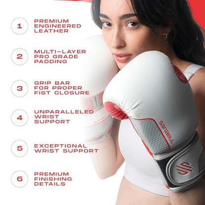 Sanabul Hyperstrike Boxing Gloves for Women, Kickboxing MMA Muay Thai Gloves, Training Sparring Punching Heavy Bag. - color: Red/White, size: 10 oz
