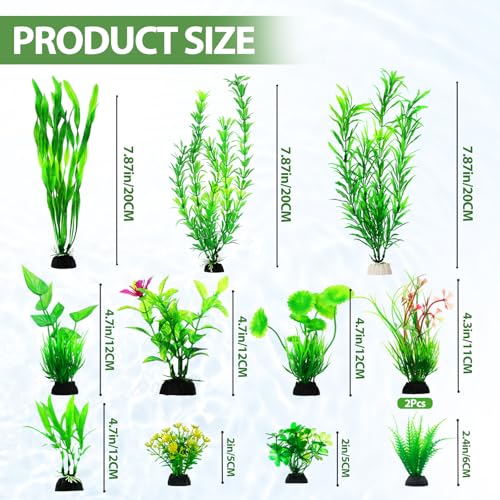 12pcs Fish Tank Accessories Aquarium Decorations Green Plants, Green Fish Tanks Decoration Plants, Fish Tank Decor, Aquarium Decor Plastic Plants