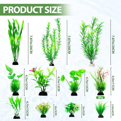 12pcs Fish Tank Accessories Aquarium Decorations Green Plants, Green Fish Tanks Decoration Plants, Fish Tank Decor, Aquarium Decor Plastic Plants