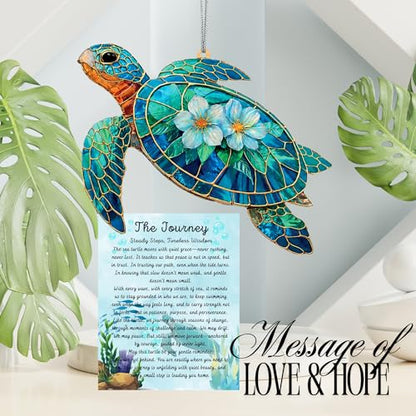 Sea Turtle Gifts for Women, Inspirational Turtle Suncatcher Window Hanging, Healing Gift, Sun Catcher for Windows - color: Sea Turtle Gifts