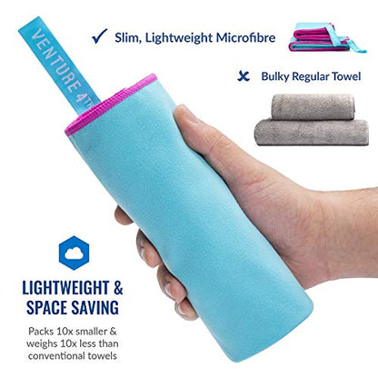 VENTURE 4TH Quick Dry Travel Towel, Ultra Soft Microfiber - 3 Sizes - color: Blue Pink, size: 40.00" x 21.00"