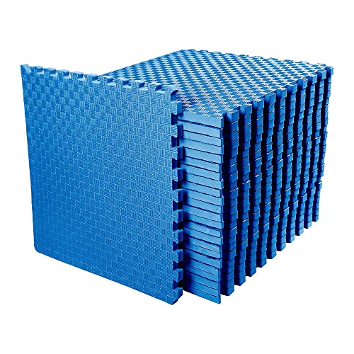 BalanceFrom Puzzle Exercise Mat 1-inch Thick, EVA Interlocking Foam Floor - color: Blue, style: One Inch Thick, 72 Square Feet