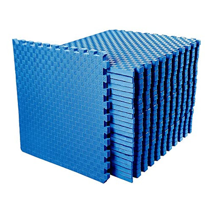 BalanceFrom Puzzle Exercise Mat 1-inch Thick, EVA Interlocking Foam Floor - color: Blue, style: One Inch Thick, 72 Square Feet