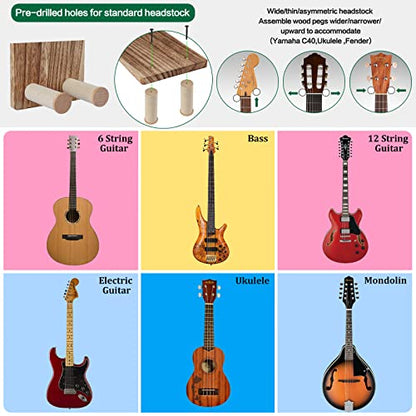 Keebofly Guitar Wall Mount Hanger with Shelf & Pick Holder, 2 Pack - color: 2 Pack_Rustic Brown