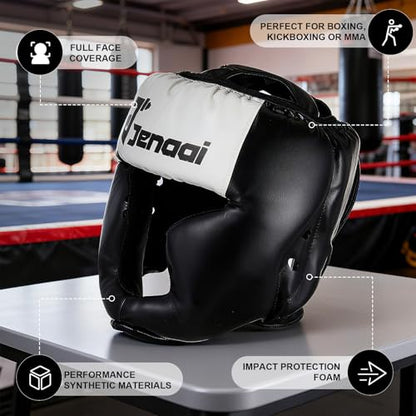 Jenaai 3 Pack Boxing Headgear for MMA, Kickboxing Muay Thai Sparring - color: Black