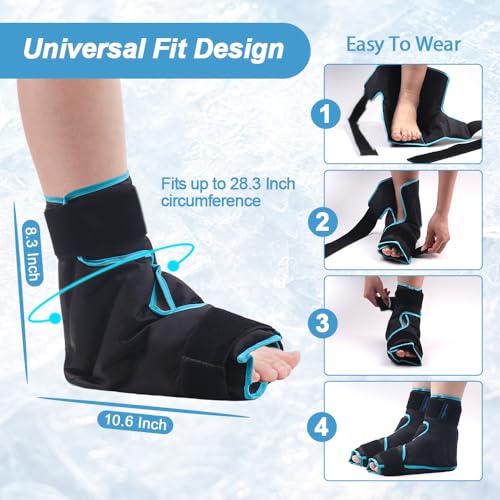 NEWGO Foot Ice Pack Wrap for Plantar Fasciitis, 2 Pack, Black | 360° Full Coverage Gel Ice Boot, Reusable For Heel & Ankle Pain, Swelling, Achilles Tendonitis, Sprains - color: Black-2 Pack