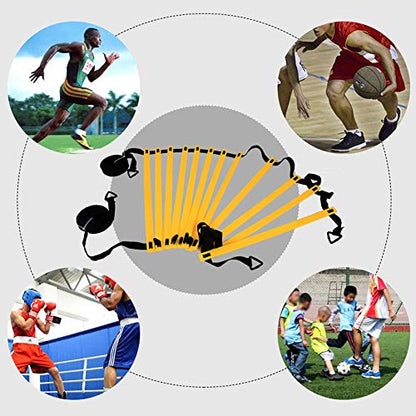 SagaSave Speed Agility Training Equipment Set Training Equipment Includes Agility Ladder Resistance Parachute 5 Agility Disc Cones 4 Steel Pegs