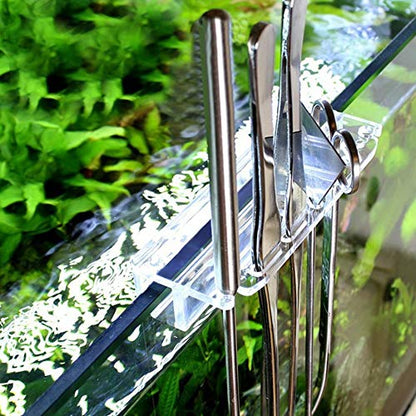 Acrylic Fish Tank Water Plants Tweezer Organizer Storage Bracket Holder for Aquarium Cleaning Tool Shelf