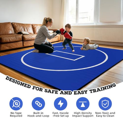 Wrestling Mat for Home Training BJJ MMA Jiu Jitsu Roll Up Mat - color: Blue, size: 8FTx8FTx1.25inch