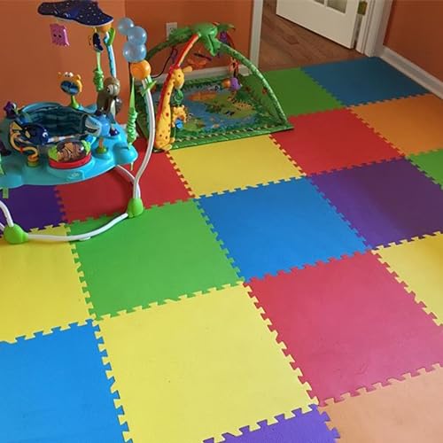 FlooringInc Baby Play Mat for Floor, Extra Large 2'x2' Foam Floor Tiles for Kids, Soft Interlocking Puzzle Mat, 1/2 Inch Thick, Non-Toxic EVA (Rainbow, 6 Tile Pack, 24 Sq Ft) - size: 6 Tile Pack
