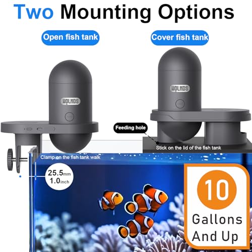 WiFi Automatic Fish Feeder with 2.5K Camera, 2.4/5G Smart App Remote Contro & Vacation Timer, 0.2g Precision Aquatic Pet Feeder, 230ML Moisture-Proof Fish Food Dispenser for 10+ Gallon Tank - color: Dark Grey