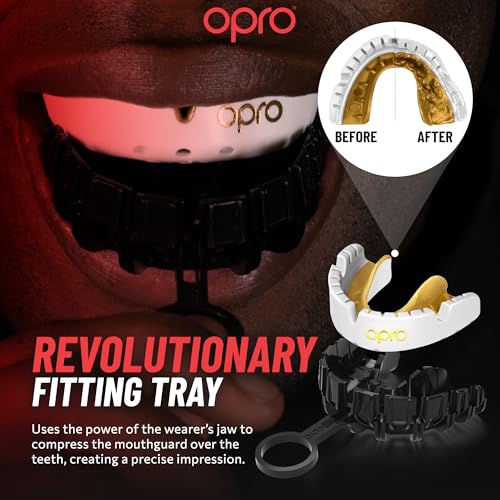 OPRO Gold Level Moldable Mouth Guard for Braces, Premium Fit (Age 10+) - color: Red/Pearl
