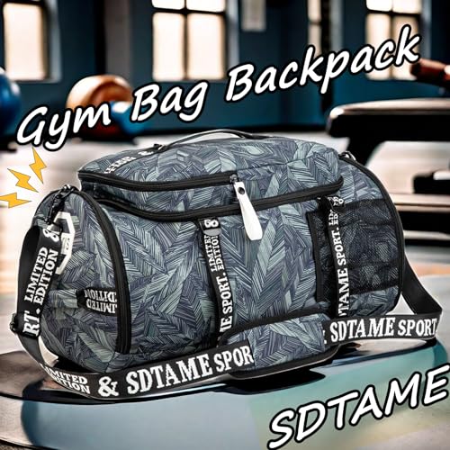 SDTAME Gym Duffel Backpack with Shoe Pocket & Laptop Sleeve - color: Silver