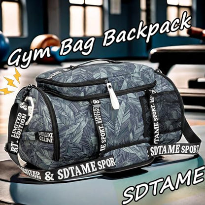 SDTAME Gym Duffel Backpack with Shoe Pocket & Laptop Sleeve - color: Silver