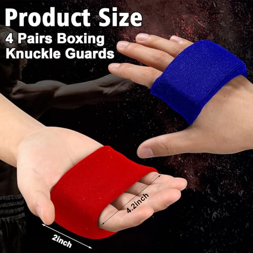 Sunnyray 4 Pairs Knuckle Guards for Boxing Gel Under Wraps - color: Red Blue