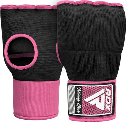 RDX Gel Boxing Hand Wraps Inner Gloves Men Women, Quick 100cm Long Wrist Straps, Elasticated Padded Fist Under Mitts Protection, Muay Thai MMA Kickboxing Martial Arts - color: Pink, size: Medium