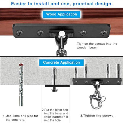 Dolibest Heavy Bag Hangers Brackets, Punching Bag Hangers, Heavy Bag Ceiling Mount for Body Weight Strength Training Systems, Aerial Yoga Swing & Hammock, Resistance Band - color: 4 Holes Punching Bag Hanger