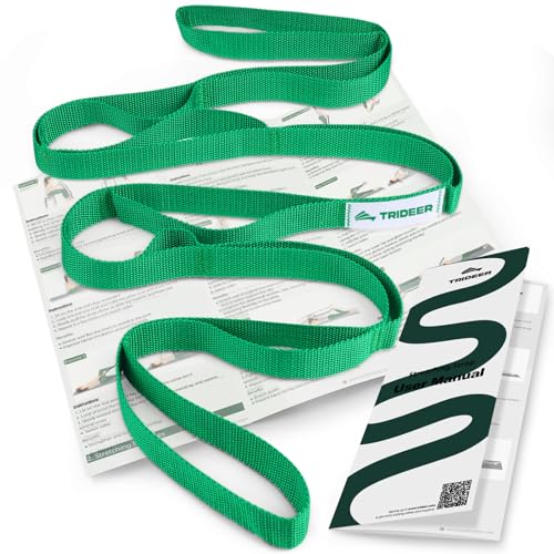 Trideer Stretching Strap with Loops for Physical Therapy,Non-Elastic - color: Green