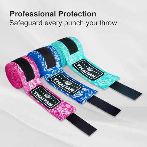 Boxing Hand Wraps 180 inch 4.5meter Elastic and Stretchable Comfort Cotton Fit Breathable for Boxing, Muay Thai, Kickboxing - color: Blue
