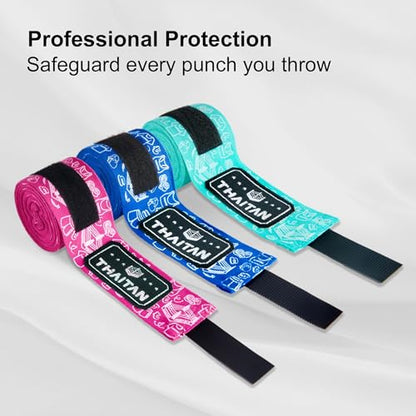 Boxing Hand Wraps 180 inch 4.5meter Elastic and Stretchable Comfort Cotton Fit Breathable for Boxing, Muay Thai, Kickboxing - color: Blue