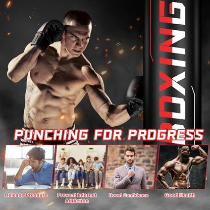 70" Freestanding Punching Bag with Boxing Gloves & Electric Air Pump, Heavy Duty Standing Boxing Bag for Adults and Teens, MMA, Muay Thai, Kickboxing, Home Gym Training