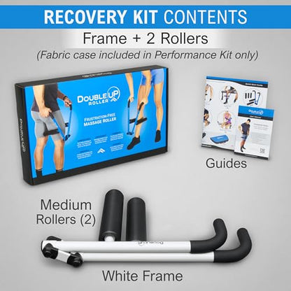 DoubleUP Roller D2 Leg & Arm Massager, Metal Frame + 2 Rollers, White - color: White