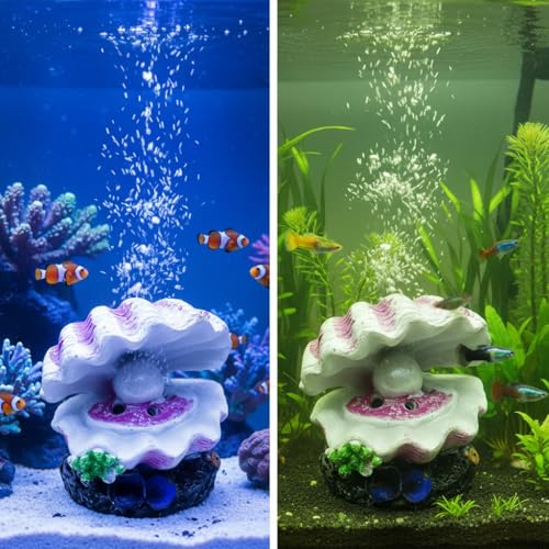 Fish Tank Bubbler Decorations,Mini Cute Pink Shell Decor,Aquarium Decor with Air Stone for Small Fish Tank Bubblers