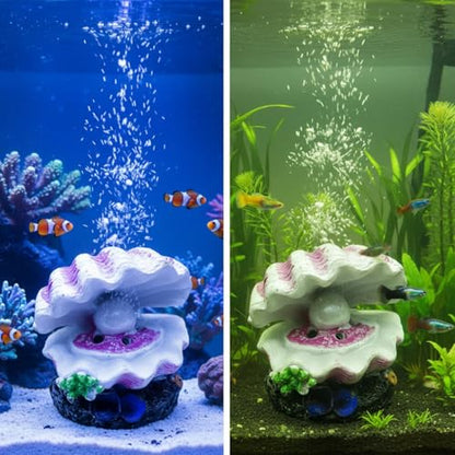 Fish Tank Bubbler Decorations,Mini Cute Pink Shell Decor,Aquarium Decor with Air Stone for Small Fish Tank Bubblers