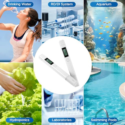 4 in 1 Digital Water Quality Tester, Accurate and Reliable Digital TDS EC & Temp(°C,°F) TDS Meter for Drinking Water, 0-9990PPM TDS Water Tester RO/DI System Aquarium（2025 New） (White)