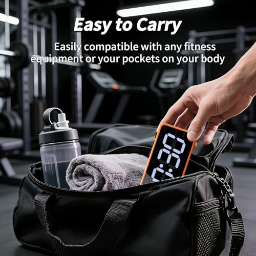 Gym Timer with Strong Magnet for Home Gym, Interval Timer Battery Supply | Workout Clock with Stopwatch, Count up/Down,Custom Interval for Fitness/Home/Boxing