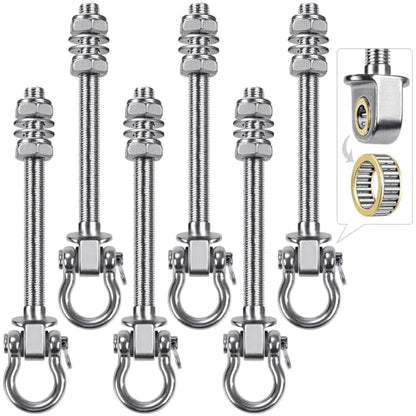 SELEWARE 6 Pcs Heavy Duty Bearing Swing Hangers Stainless Steel Swing Hooks | 7" x M2/5" Swing Bolt for Wood and Steel Beam, Swing Sets Hardware for Hammock, Yoga, Porch Swing, Heavy Bag, 1500LB Capacity - color: 6 Pack Bearing Hangers (7" X M2/5" Threade