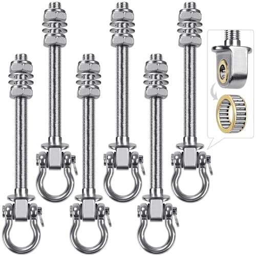 SELEWARE 6 Pcs Heavy Duty Bearing Swing Hangers Stainless Steel Swing Hooks | 7" x M2/5" Swing Bolt for Wood and Steel Beam, Swing Sets Hardware for Hammock, Yoga, Porch Swing, Heavy Bag, 1500LB Capacity - color: 6 Pack Bearing Hangers (7" X M2/5" Threade