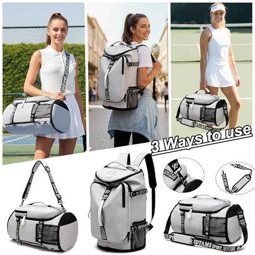 SDTAME Gym Duffel Backpack with Shoe Pocket & Laptop Sleeve - color: Grey