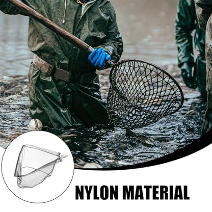 VALICLUD Portable Folding Triangular Fish Catching Net Head, Stainless Steel Solid Mesh, Detachable and Telescopic Replacement Fishing Net for Outdoor Fishing and Fish Landing, Diameter