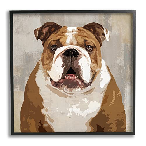 Stupell Industries Bulldog Hungrily Waiting Dull Abstract Background Pet Collage, Design by Keri Rodgers