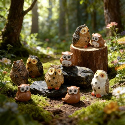 Wesiti 40 Pcs Resin Mini Owl Figurines Owl Miniature Figurines Bulk Mini Resin Statues for Summer Miniature Garden Accessories Micro Landscape Plant Pots Bonsai Fairy Decorations (Elegant Style) - style: Elegant Style