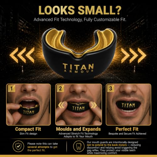 Mouth Guard Boxing, Dual-Layer Boil & Bite Mouthguard, Adult | Premium Dual-Layer | Case Included | Adult & Youth Custom-Fit Mouthpiece | Football, MMA, Hockey, Lacrosse, BJJ, Basketball - color: Gold, size: Adult Age 11+