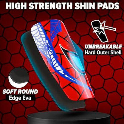 Kids Soccer Shin Guards with Shin Gaurd Sleeves 3-10+ Yrs - color: Spider, size: Small [6 - 8 Yrs]