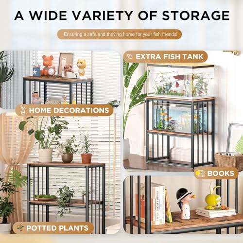 20-29 Gallon Fish Tank Stand, Adjustable 2-Tier Metal Aquarium Stand with Shelf for Fish Tank Accessories Storage,Turtle Reptile Terrariums Stand Rack for Home Office,Tank not included